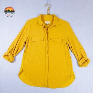PORRIDGE Anthropologie Keagan Mustard Yellow Gold Button Front Women's Shirt M